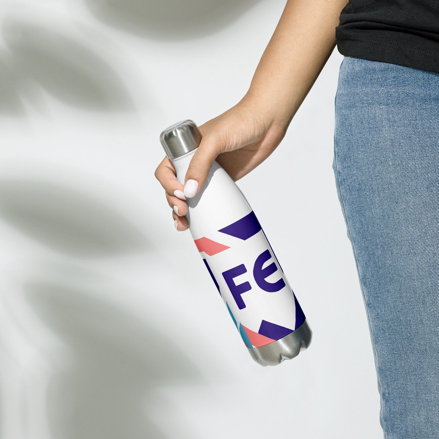 Fe white with colors - Stainless steel water bottle