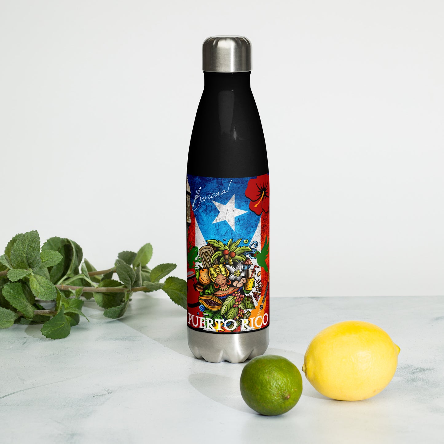 Boricua PR Conga - Stainless steel water bottle