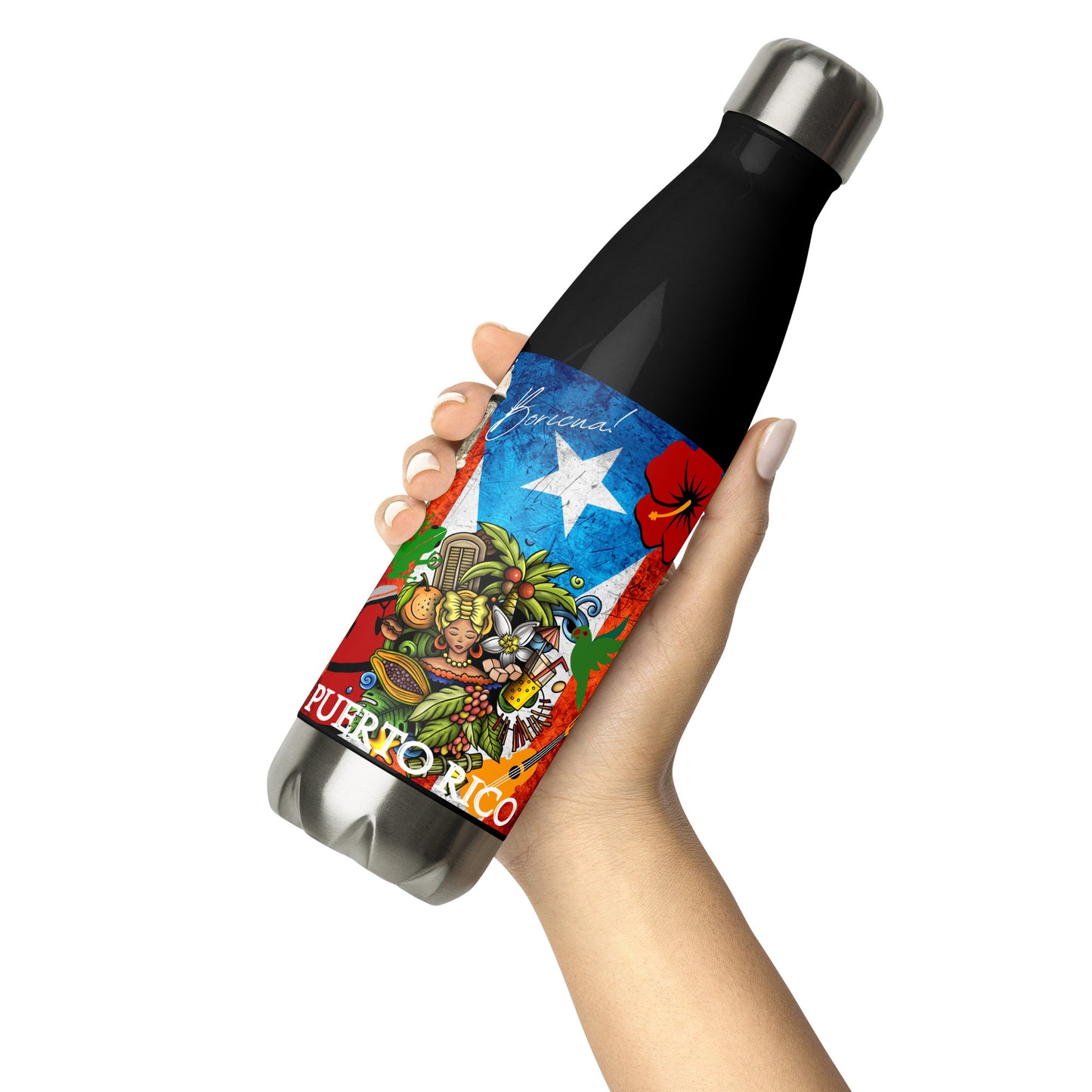 Boricua PR Conga - Stainless steel water bottle