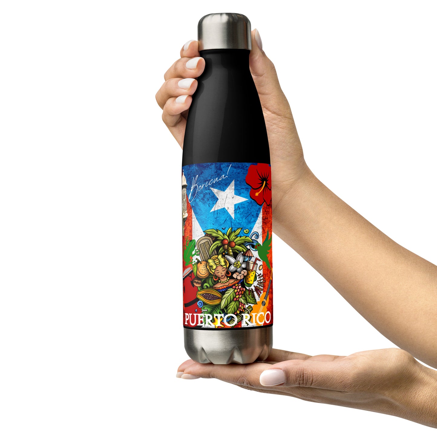 Boricua PR Conga - Stainless steel water bottle