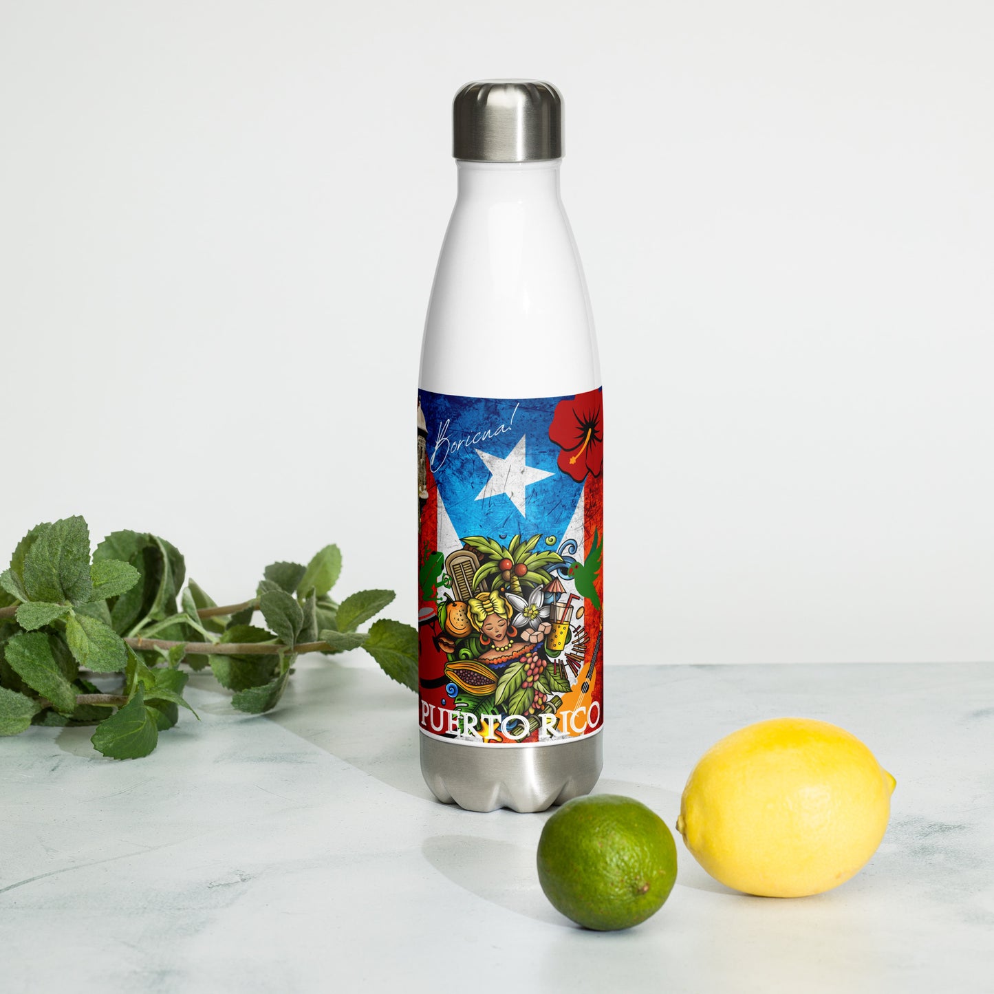 Boricua PR Conga - Stainless steel water bottle