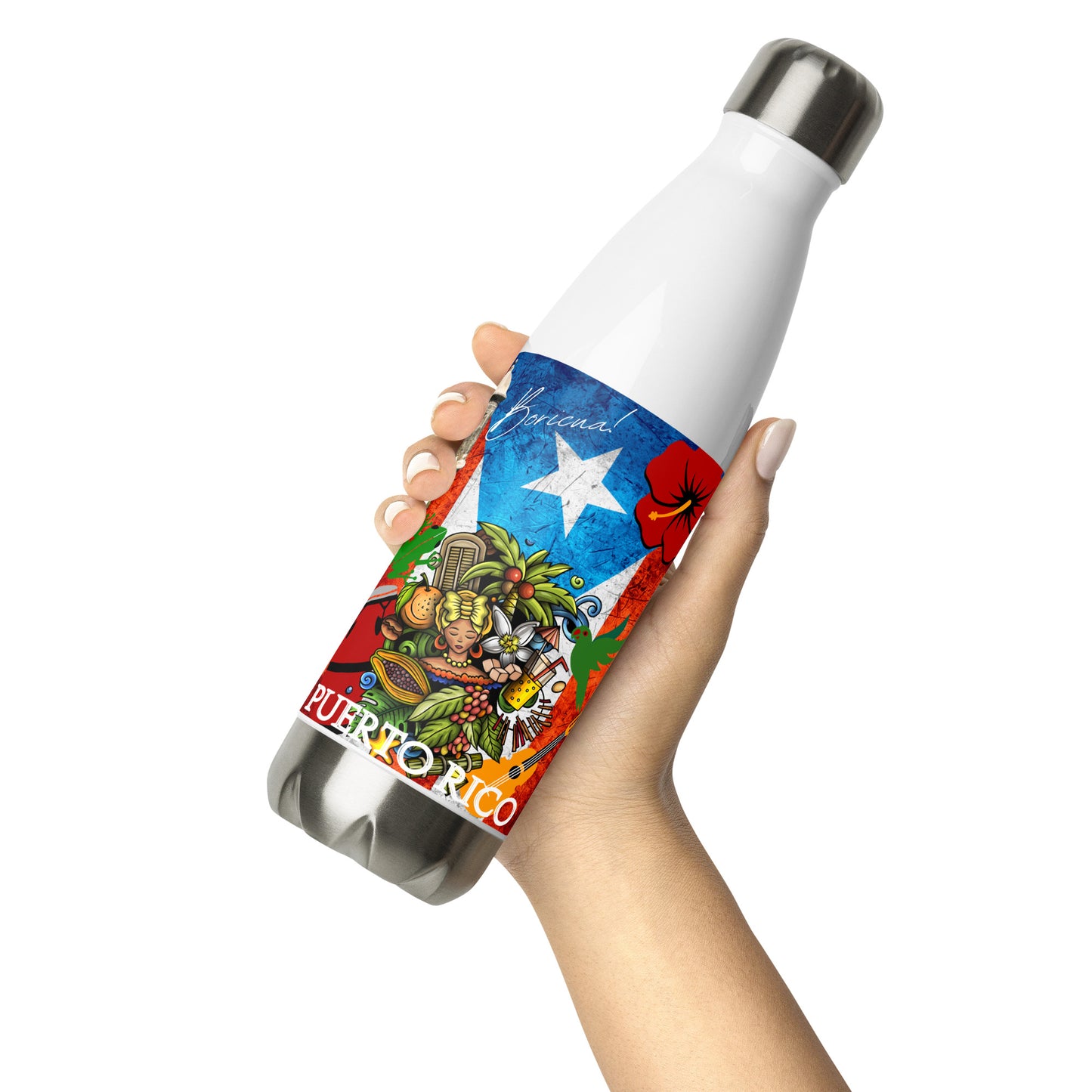 Boricua PR Conga - Stainless steel water bottle