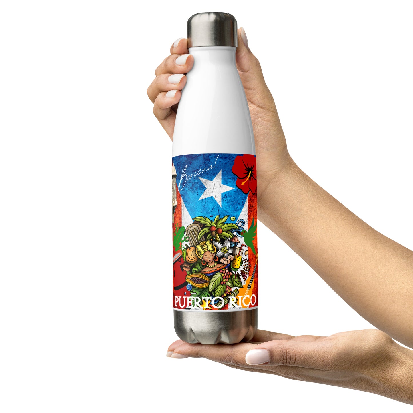 Boricua PR Conga - Stainless steel water bottle