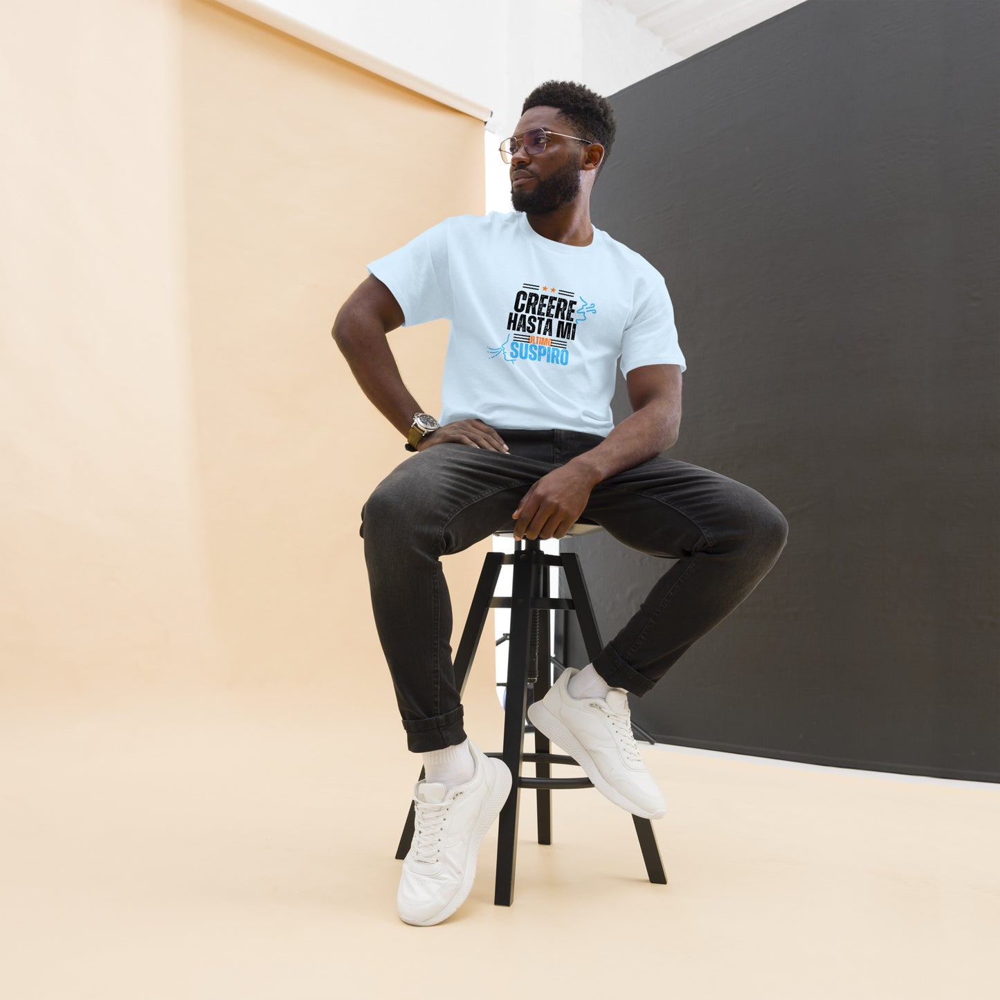 Creere Hasta Mi Ultimo Suspiro Blck letters - blue/orng - Unisex classic tee